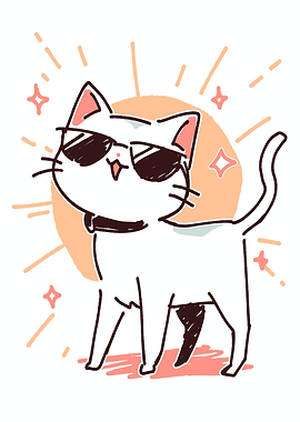 Cool Cat with Sunglasses Illustration