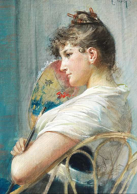 Woman with Fan Painting