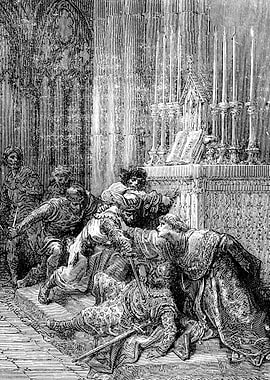 Assassination of Henry of Germany Gustave Dore Crusades Engraving