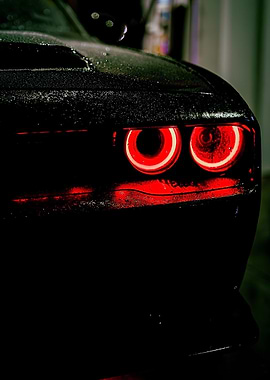 Dodge Challenger with Red Headlights