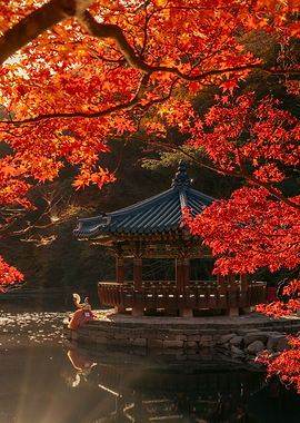 Korean Pavilion in Autumn