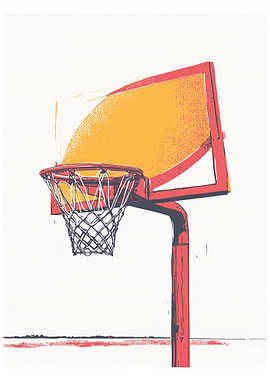 Basketball hoop illustration with orange backboard