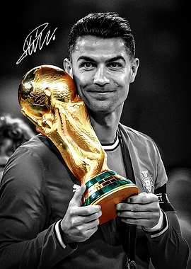 Cristiano Ronaldo with World Cup Trophy