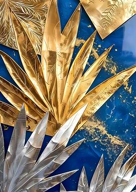 Golden and Silver Leaf Abstract Art