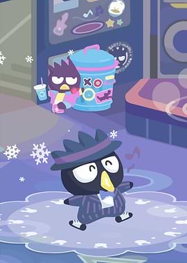 Badtz-Maru cartoon character in winter scene