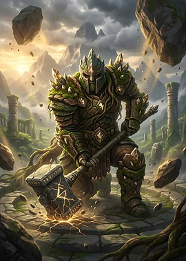 Stone Guardian with Hammer in Ruins