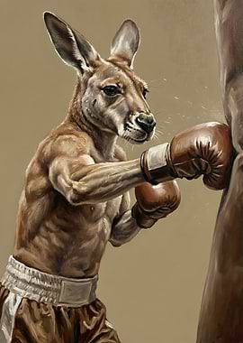 Boxing Kangaroo Punching Bag Art