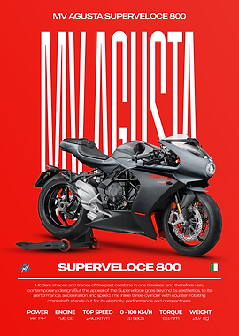 MV Agusta Superveloce 800 Motorcycle Poster
