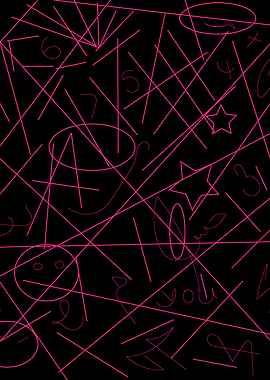 Abstract Pink Lines and Shapes on Black