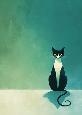 Stylized Black and White Cat Portrait