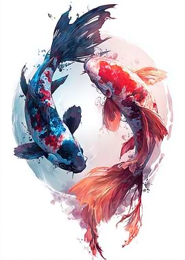 Yin Yang Koi Fish Illustration