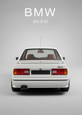 white BMW M3 E30 Rear View