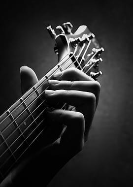 Guitar Hand Black and White