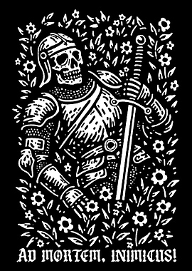 Skeleton Knight with Sword and Flowers