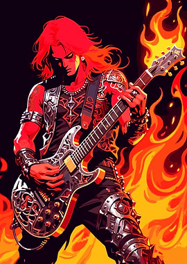 Red Rock Guitarist in Flames