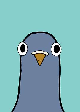 Cartoon Pigeon with Googly Eyes