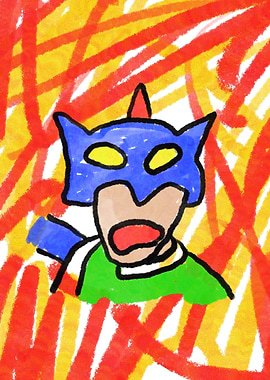 Cartoon Superhero with Blue Mask