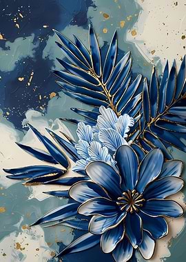 Blue and Gold Floral Arrangement