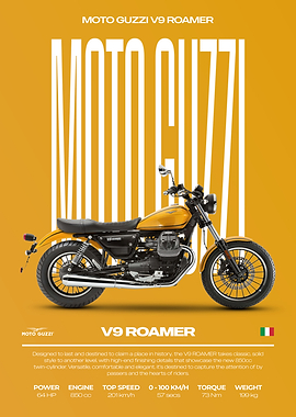 Moto Guzzi V9 Roamer Motorcycle Poster