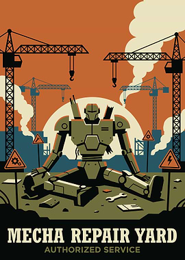 Mecha Repair Yard Poster
