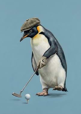 Penguin Golfer with Cap and Glove