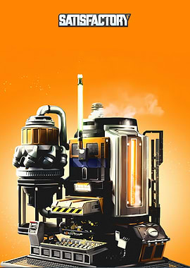 Satisfactory Game Machine on Orange Background