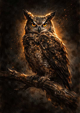 Detailed Owl Portrait on Branch