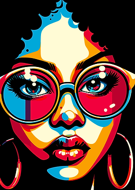 Colorful Portrait of a Woman with Glasses