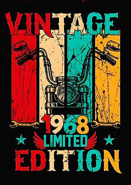 Vintage 1968 Limited Edition Motorcycle Art