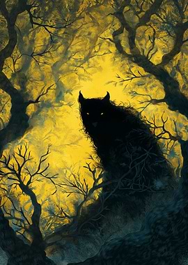 Shadow Creature in Eerie Forest