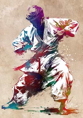 Karate Stance Watercolor Art