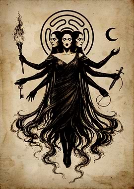 Hecate Goddess Old Illustration