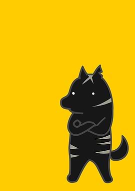 Cartoon Wolf with Arms Crossed