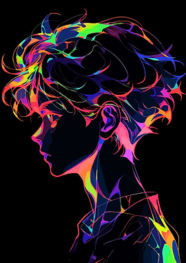 Colorful Profile Portrait on Black Background