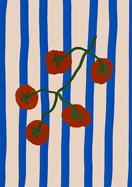 Tomatoes on Striped Background Illustration