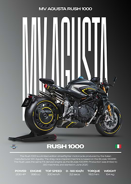 MV Agusta Rush 1000 Motorcycle Poster