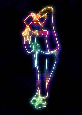 Neon Silhouette of a Man in Suit