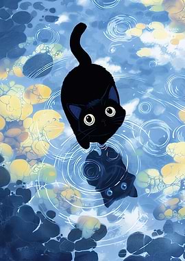 Black Cat Reflection