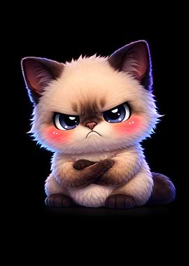 Grumpy Cartoon Cat with Crossed Arms