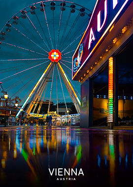 Vienna, Austria: Ferris Wheel at Night