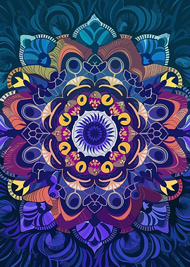 Colorful Mandala Art with Floral Elements