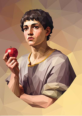 Young Man with an Apple Low Poly