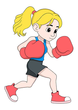 Cartoon Woman Boxing