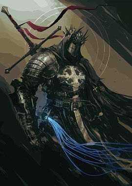 Dark Knight with Sword and Crown