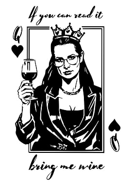 Queen of Hearts Wine Graphic