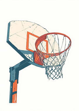 Basketball hoop illustration on white background