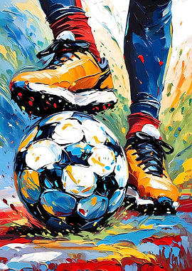 Soccer Ball and Player's Feet Painting