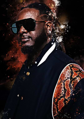 T-Pain Portrait with Artistic Splatter Effect