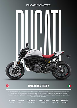 Ducati Monster Motorcycle Poster