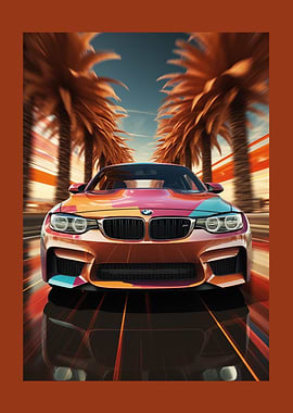 BMW M4 on a Palm Tree Road